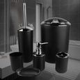 Bain 6pcs Accessoires de salle de bain Set Porte-brosse à dents poubelle distributeur de savon (noir) -ABI-0