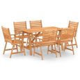 Qualité luxe© | Mobilier à dîner de jardin & Ensemble de 1 table avec 6 chaises & Bois d'acacia solide |735385-0