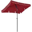 SONGMICS Parasol Rectangulaire 200 x125 cm, UV 50+, Protection Solaire, Inclinable, Toile Polyester, sans Socle, Rouge GPU025R01-0