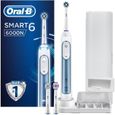 Oral-B PRO 6000 Brosse à Dents Électrique Rechargeable, 1 Manche Connecté Bluetooth, Bleu, 3 Brossettes, 1 Étui de Voyage Offert-0