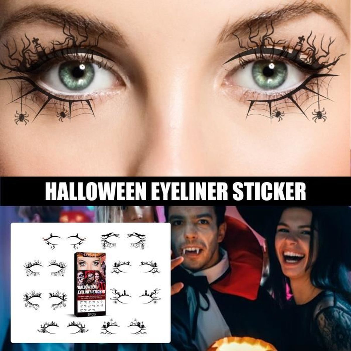 Autocollants Tatouage Pour Les Yeux 8 Paires, Toile D
