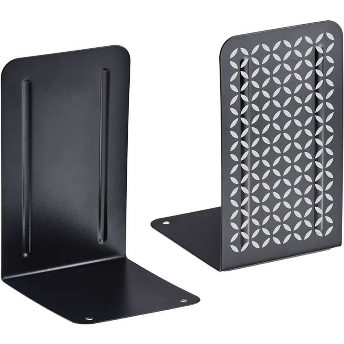 Serre-livres En Métal Noir Et Argent - Design Minimaliste, Antidérapant, Pour Bureau, Bibliothèque Ou école