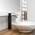 AURALUM MAX Mitigeur de lavabo Cascade Noir Haut Robinet Vasque à Poser Carré en Laiton pour Salle de Bain - AURALUM