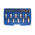 BGS TECHNIC Jeu de douilles à embouts / de clé à douille 12,5 mm (1/2") Profil E/profil T (pour Torx)/Profil E 19 pièces