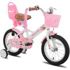 HILAND JOYSTAR Vélo d'enfant, 14", pour enfants de 3 à 5 ans, avec roues auxiliaires-Blanc
