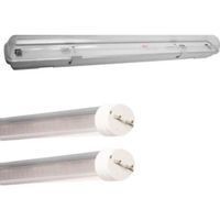 Kit de Réglette LED étanche Double pour Tubes T8 60cm IP65 (2 Tubes Néon T8 10W inclus) - Blanc Neutre 4200k - 5500k -  SILUMEN