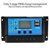 Kit regulateur Contrôleur de Charge Solaire Automatique PWM Chargeur de Batterie Solaire(30A)
