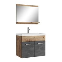 Meuble de salle de bain Montreal 02 - Badplaats - 60 cm lavabo Chêne châtaignier avec gris - Armoire de rangement