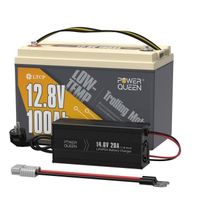 Power Queen Batterie LiFePO4 -12V 100Ah LTCP à basse température & 14,6V 20A Chargeur de Batterie au Lithium (Expédition séparée)