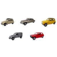 Lot de 5 voitures miniatures 3 inches - RENAULT CITROEN R4 R5 2CV DS - WEL05
