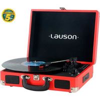 Platine Vinyle Lauson XXVT3 Rouge - Bluetooth, Haut-Parleur Intégré, USB/SD, 33/45/78 RPM
