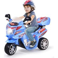 Moto Électrique Enfant 3 Roues - DREAMADE - Phare LED, Musique, Boîte de Rangement - Bleu
