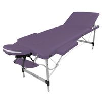 Table de massage pliante 3 zones en aluminium + accessoires et housse de transport - Violet - Vivezen