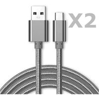 Cable Micro USB Nylon Renforce Longeur 2M Couleur Argent X2 Little Boutik  Couleur :