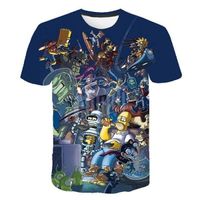 Tee shirts Hommes-femmes,Les Simpson Animation 3D imprimé T-shirts hommes col rond manches courtes dr?le T-shirts imprimé male Hara