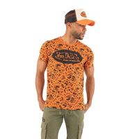 Von Dutch Tee shirt homme 100% coton, t-shirt homme FRONT, regular fit, col rond & manches courtes - orange taille M