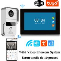 Visiophone TUYA WiFi 1080P 10" Ecran Tactile Application Intelligente pour Système de Contrôle d'Accès RFID avec Carte SD 64 Go