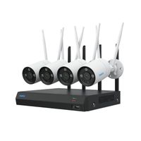 Reolink Kit de Vidéosurveillance 12CH 2To NVR et 4X 8MP 2,4-5GHz WiFi 6 Caméra,Vision Nocturne,Détection Intelligente,RLK12-800WB4
