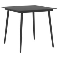 Table à dîner de jardin Noir - VIDAXL - 80x80x74 cm - Acier et verre