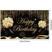 Bannière de Toile de Fond Happy Birthday - XJYDNCG - Noir et Or - 185 x 110 cm