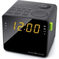 Radio-réveil MUSE M-187 CR - Tuner PLL FM - Double alarme - Grands chiffres ambres - Noir