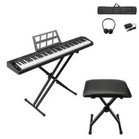 Piano Numérique 88 Touches Semi-lestées - Avec Support, Pupitre Et Pédales, Haut-parleurs, Connexion USB/MIDI