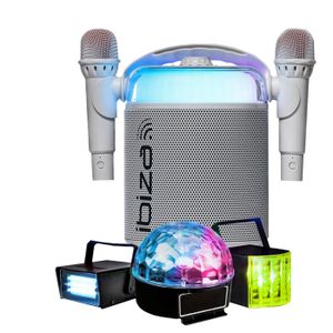 Machine Karaoké Bluetooth Ankuka Avec 2 Micros Sans Fil - Mini Enceinte Beige, Idéale Pour Les Fêtes