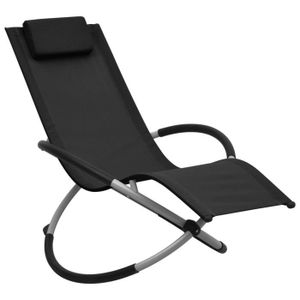 CHAISE LONGUE Chaise longue pour enfants - VIDAXL - Noir - Pliable - Acier enduit de poudre et textilène