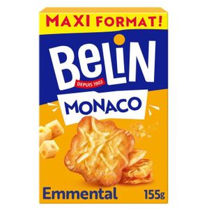 TUILES & TORTILLAS LOT DE 2 - BELIN - Monaco Emmental Biscuits apéritifs Crackers - boîte de 155 g