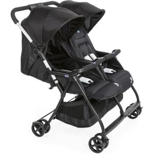 POUSSETTE  CHICCO Poussette double compacte Ohlala Twin - Dès la naissance - Jusqu'à 15kg - 78 cm de large - Arceau de sécurité - Black night