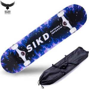 SKATEBOARD - LONGBOARD Skateboard Adulte EGSII - Planche à Roulettes Cruiser Noir - 80 x 20 x 13cm - Porte-charge 250kg