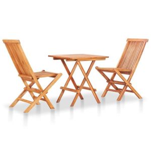 Ensemble table et chaise de jardin MONSEUL Mobilier de bistro pliable 3 pcs Bois de teck solide