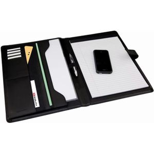 Kurtzy Porte Document Faux Cuir Noir Zippé A4 - Conferencier A4  Organisateur de Bureau - Padfolio A4 avec Pochette Document, Bloc-Note,  Porte-Cartes, Classeur & Étui à Tablette : : Fournitures de bureau