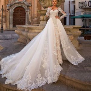 ROBE DE MARIÉE Sexy sirène robe de mariée nouveau hors de l'épaule dentelle manches longues bouton arrière robe de mariée robe de mariée soirée de