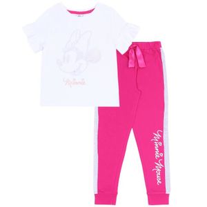 Ensemble de vêtements Survêtement blanc et rose pour filles Minnie Mouse DISNEY
