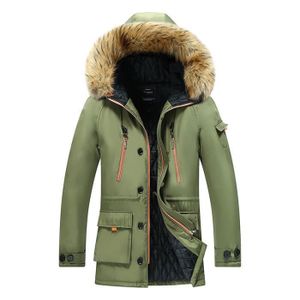 MANTEAU - CABAN Doudoune Homme Hiver Mi-longue Capuche fausse four