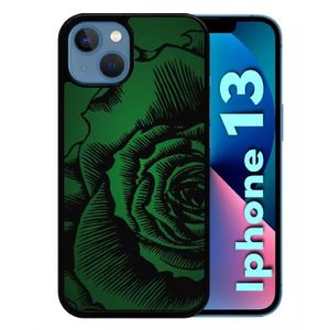 COQUE - BUMPER Coque iphone 13 - fleur fond fond kaki - silicone 