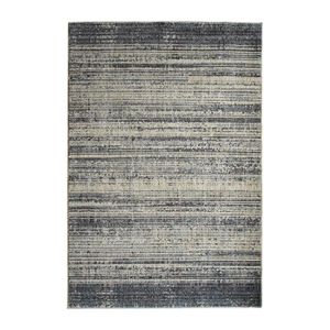 TAPIS DE COULOIR RECYCLE LINES - Tapis recyclé motif lignes gris noir 160 x 230 cm