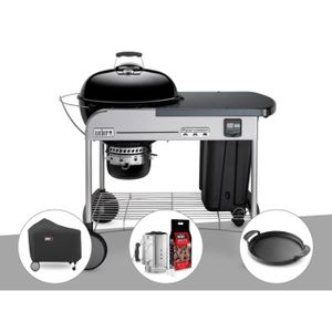 BARBECUE Barbecue à charbon Weber Performer Premium GBS 57 cm Noir + Housse + Kit Cheminée + Plancha