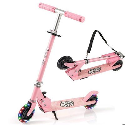 Trottinette Pliable à 3 Roues LED Hauteur Réglable 63-83cm Charge 50kg Pour Enfant 3-5 Ans, Rose Trottinette Pliable à 3 Roues LED Hauteur Réglable 63-83cm Charge 50kg Pour Enfant 3-5 Ans, Rose