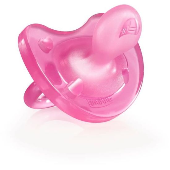 CHICCO Sucette Physio Soft "tout silicone" - x1 - Rose - 12m+