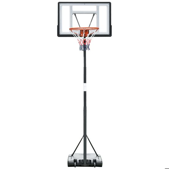 HOMCOM Panier De Basket Extérieur Ajustable 212-250cm - Arceau Réglable 5 Niveaux, Socle 33kg, Roulettes, Noir/Blanc
