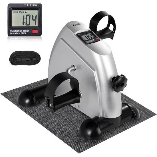 Pédalier bras/jambes - Himaly - Exerciseur pliable - Mini Vélo d'Appartement Argent - Sport