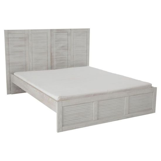 Jalousie Lit Avec Tete De Lit Finition Pin Brosse 160x200cm