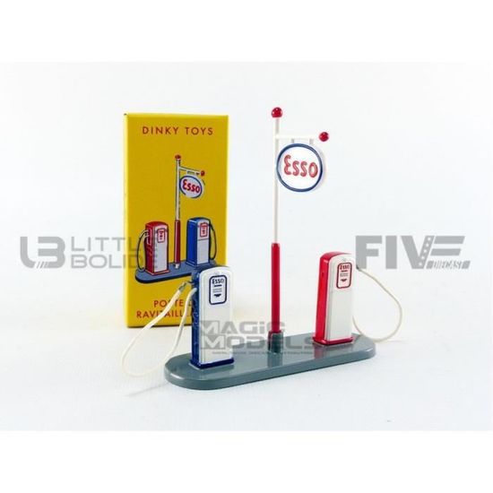 Voiture Miniature de Collection - DINKY TOYS 1/43 - POMPE A ESSENCE Esso - White / Red / Blue - 49D