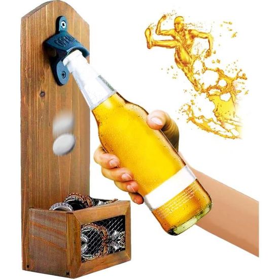 Décapsuleur Magnétique Mural LECYLANKER - Ouvre-Bouteilles Avec Récupérateur De Capsules, Idéal Pour Amateurs De Bière