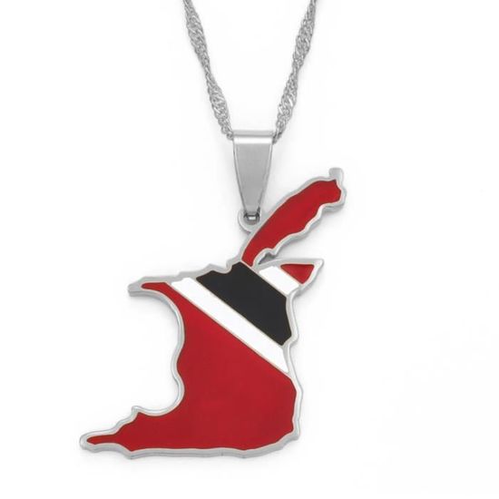 Collier Pendentif Carte Saint-Martin - Bijou Homme/Femme, Cadeau Voyage Ou Anniversaire