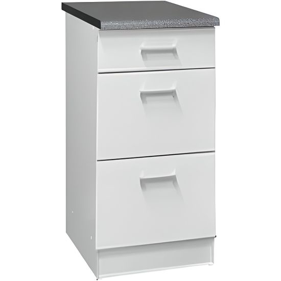 Meuble Cuisine Bas 60 Cm 3 Tiroirs Tara Creme Cdiscount Maison