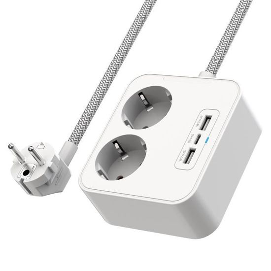 Prise électrique,prise de courant électrique avec USB Type C PD, adaptateur  de filtre réseau à charge rapide- WHITE-Ue Plug - Cdiscount Bricolage
