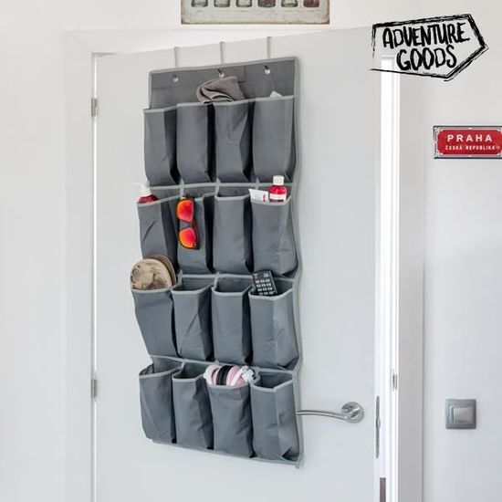 Range Chaussures Suspendu à votre Porte, Armoire ou Meuble, Rigide et Solide Gris Range